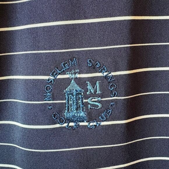 Bobby Jones Performance Moselem Springs Golf Club Stripe Polo Navy XXL - Picture 3 of 13
